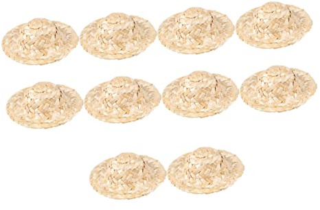 Angoily 10piezas Sombrero De Paja Artesanal para Muñeca Pequeña De Gorro De Paja Mano para Manualidades Joyería y Decoración De Muñecas