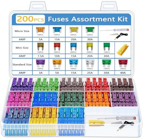 200PCS Auto Sicherungen Set, Kfz Sicherung Set(40 Micro + 80 Mini + 80 Standard), Prüfstift 3A 5A 7.5A 10A 15A 20A 25A 30A 40A, flachsicherungen kfz für Auto, LKW, Wohnmobil, Boot