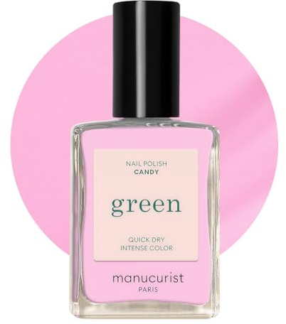Manucurist Green Rosa Nagellack Candy - Nail Polish | Nagellack Schnelltrocknend - Nägel Selber Machen - Vegan 12-freier - Plant-Based - Made in France