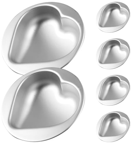 BIUDECO Stampi per Torta a Forma di Cuore 6 Pezzi in Lega di Alluminio | Argento, per Casa e Pasticceria Professionale, Facile da Trasportare, Alta Efficienza di Conduzione Termica