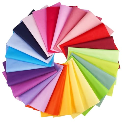 24 Stück Baumwollstoff Patchwork, 20x25 cm Stoffe zum Nähen Baumwolle | Patchwork Stoffe Paket, Einfarbige Baumwollstoffe, Stoffreste zum Basteln Bunt, Stoffpaket Baumwolle für Quilten，DIY Handwerk
