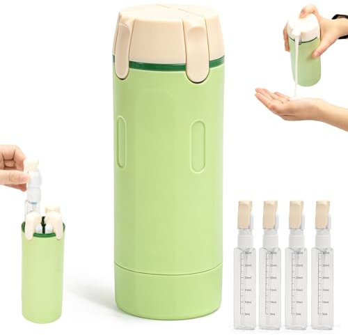 4-in-1-Reise-Spenderflaschen-Set: nachfüllbare, auslaufsichere Quetschflaschen für Toilettenartikel, tragbare Reisebehälter für Shampoo, Lotion, Conditioner und Creme (grün)
