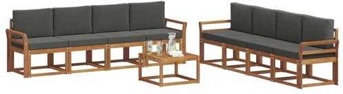 vidaXL Outdoor-Sofagarnitur mit Kissen 9 pcs Natur und Anthrazit, Akazienholz Garten Sofa Set, modernes Outdoor Lounge, stylische Terrassenmöbel, Bequeme Sitzgelegenheit für Treffen