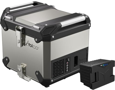 Yolco MCX17 Silver Motorrad Kühlbox Top Case + SC4B Batterie – 17 L Kompressor Kühlbox, -20°C, App-Steuerung, 12/24V & 230V