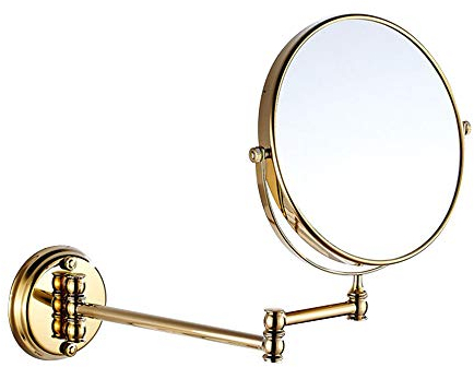 7Trees-Retro Badezimmer zusammenklappbar Wandhalterung Make-up Spiegel Flip Teleskop Beauty Spiegel Gold