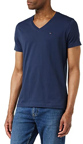 Tommy Jeans TJM ORIGINAL JERSEY V NECK TEE DM0DM04410, Camiseta, Hombre, Black Iris, L
