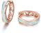 TANGPOET Mädchen Creolen Ohrringe Sterling Silber 925 Opal Kinderohrringe, Klein Hypoallergene Klappcreolen, Roségold Damenohrringe, Schmuck Geschenke für Frauen, 15mm