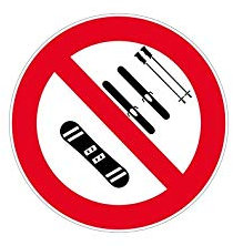 Autocollant Sticker signalisation Panneau Interdit Interdiction Ski Skier