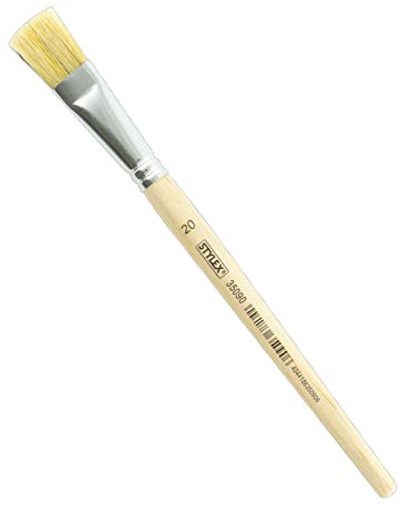 Stylex 35090 - Flacher Borstenpinsel in den Größe Nr. 20, naturbelassener Stiel, zum Malen mit Deck-, Tempera, Aquarell-, Öl- und Acrylfarben, ideal auch für die Schule