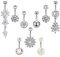 YHmall 9 Stück Edelstahl Zirkon Bauchnabel Bauchnabelpiercing Bauch Piercing Nabelring Schmuck für Damen,9 Stile (Silber) MEHRWEG