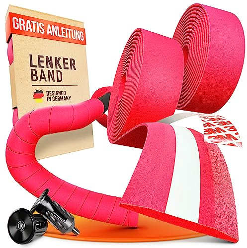 Kellago Langlebiges Profi Lenkerband [Griffband für Rennrad aus extra robustem und griffigem Schaumstoff incl. Klebestreifen/Fahrrad ] (13 ROT mit Endkappen)