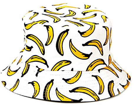 Tuopuda Fischerhüte Herren Damen, Anglerhut Reversible, Bucket Hat Faltbar, Sommerhut Freizeit Baumwolle, Kappen Cap Hut zum Wandern Camping Reisen Angeln 57-58cm, Weiße Banane