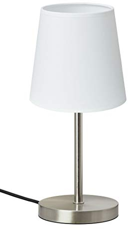 Trango 2017-09W Nachttischlampe *WHITE* Tischleuchte mit Stoffschirm in Weiß inkl. 1x E14 Lampenfassung, Lampe, Fensterbank, Tischlampe, Nachttischleuchte für Schlafzimmer ohne Leuchtmittel