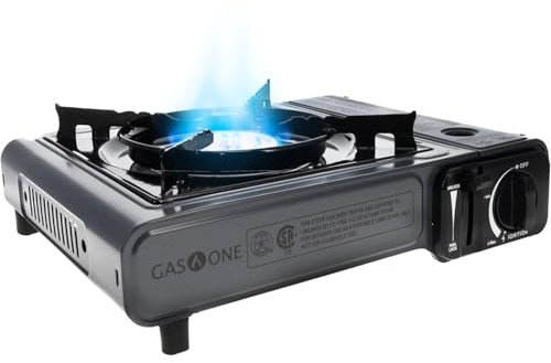 Gas One Portable Butane Camping Stove with Case: Automatic Ignition, Precise Heat Control - Camping & Tailgating and Outdoor Cooking
