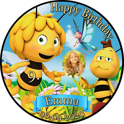 Tortenaufleger Fototorte Tortenbild Kindergeburtstag Biene Maja BMa01 (Zuckerpapier) Rund 20 cm Ø mit Foto