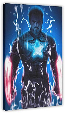Captain America Steven Rogers Chris Evans Movie Hero 1 Canvas Poster Bedroom Decor Sports Landscape Office Room Decor Gift Frame:20×30inch(50×75cm)