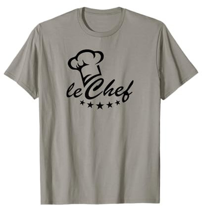 Koch & Köchin by Anne Mathiasz - Erwachsene - Grau - Klein - T-Shirt - Chef-T-Shirt - Klassisch - Halbarm - Pull-On - Kochmütze und 5 Sterne