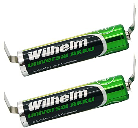 2 x AAA Mikro AKKU LÖTFAHNE U-Form U Wilhelm Universal Batterien wideraufladbar 1,2 V HR03
