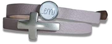 Personalisiertes Lederarmband Firmung mit Kreuz, Kommunion, Taufe, Konfirmation, Geburtstag, Einschulung
