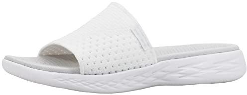 Skechers Women's On-The- Go 600-Nitto Slide Sandal, White, 11 M US