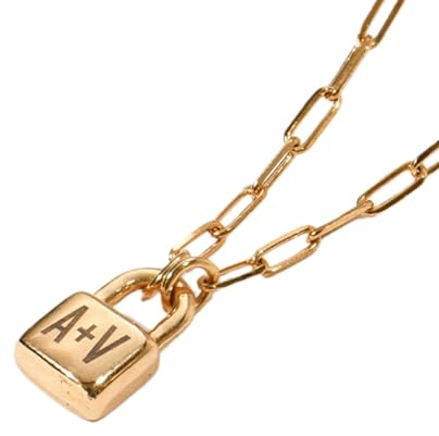 Oak&Luna - Personalised Initial Name Lock Necklace with Engraved Initials- Customised Jewellery Lock Pendant - Silver or Gold Gift for Women - Gifts For Valentine's Day (18ct Gold Plating)
