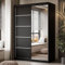 lukmebel Kleiderschrank Camaro II Plus - Kleiderstange Schrank - Schwebetürenschrank mit Spiegel 150x59x215 cm Schrank Schwarz - Schlafzimmer Möbel - Aluminiumgriffe - Mehrzweckschrank