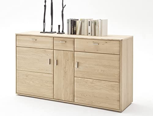 expendio Sideboard Torrent 1 Eiche Bianco massiv 154x89x45 cm Anrichte Wohnzimmer Schrank Esszimmer