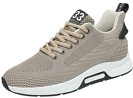 YUKTOPA Zapatos de ascensor para hombre, zapatos de elevador, zapatillas informales de malla para hombre, ligeras, transpirables, con cordones, con tacón de elevación oculto, para hombre, 6 cm