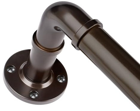 HOTOZON Gardinenstangen für Fenster, 121,9 bis 213,3 cm, strapazierfähig, industrielle Gardinenstange, Verdunkelung, Spleiß-Vorhangstange für Fenster, Antik-Bronze