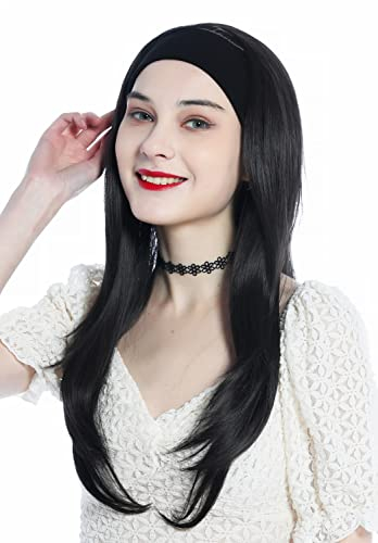 WIG ME UP - H9306-4 Perücke Haarteil Halbperücke mit Stirnband Braun Dunkelbraun lang glatt Haarverlängerung 65 cm