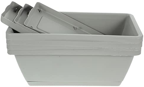 Zerodeko 4pièces Jardinières Rectangulaires Plastique avec Pots De pour Intérieur Et Extérieur pour Balcon Et Fenêtre Couleur Gris