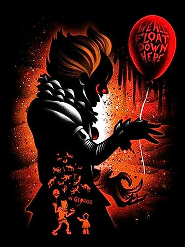 HUANNY DIY Diamond Painting Pennywise Diamond Art Kits, 5D Full Drill Cross Stitch Embroidery kit, Funny