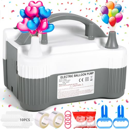 POWZOO Pompa per Palloncini Elettrica,220V-240V 600 WGonfia Palloncini Elettrico,con Accessori Decorativi,2 modalità di gonfiaggio,Gonfiatore Palloncino,per Decorazione Natale,Compleanno,Matrimonio.