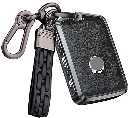 ontto Autoschlüssel Hülle Schlüsselhülle Passt für Volvo S60 S90 XC40 XC60 XC90 V60 V90 S90 T5 T6 T8 Polestar 1 2 Fernbedienung Schlüsselanhänger Metall Leder Schlüssel Schutz Etui 4 Taste-B Schwarz