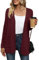 Yommay Strickjacke für Damen Elegante locker lässig leichtes Frauen Herbst Langarm Pullover mit Taschen,Weinrot,3XL