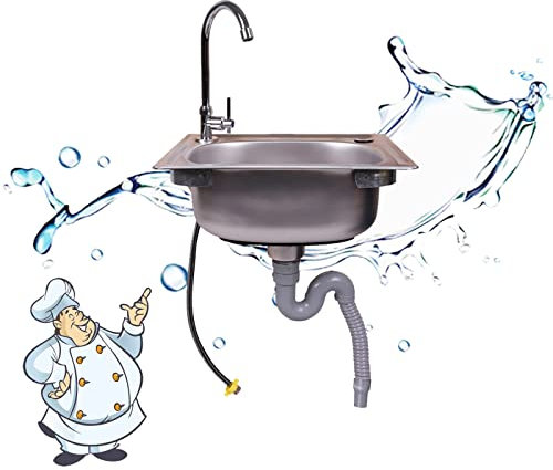 Wall Mounted/Self Rimming Bathroom Sink,Commercial Wall Mount Sink, Stainless Steel Sink, Single Bowl Sink, Space Saving,Garage Garden Kitchen Laundry Room, Outdoor (Unit:cm) (Size