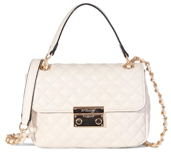 Princely London Handtasche Jacky - Elegante Umhängetasche Damen - Crossbody Bag mit Reißverschluss, Schultergurt & 2 Innenfächern - Offwhite