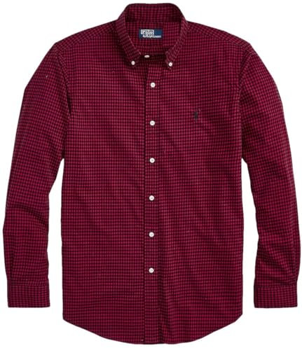 POLO RALPH LAUREN POLO RALPH LAUREN Men's Long Sleeve Classic Oxford Shirt, (Collection 2024) Checkered Red/Black, XXL