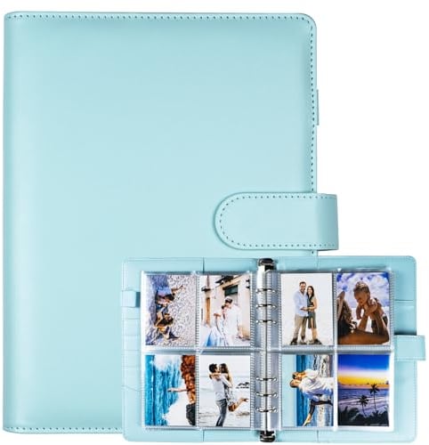 A5 Kpop Photocard Binder 240 Card Slots, PU Leather Magnetic Closure Album for Trading Cards, Mint Blue Collector Organizer with 30 Refill Pages