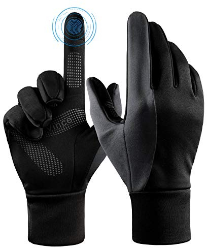 Handschuhe Herren Damen Sporthandschuhe Thermo Touchscreen Fahrrad Männer Fahrradhandschuhe Unterziehhandschuhe Winter (Schwarz-Grau X-groß)