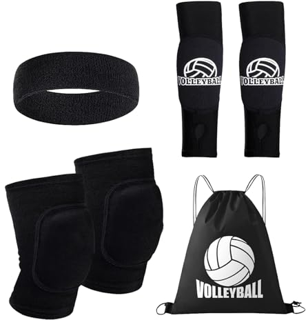 DMNQ 4 Paquete Rodilleras Balonmano Rodilleras Voley Rodilleras Para Voleibol Manguitos Voleibol Mangas Voleibol Mujer Voleibol Accesorios Viene con Diadema y Bolsa con Cordón