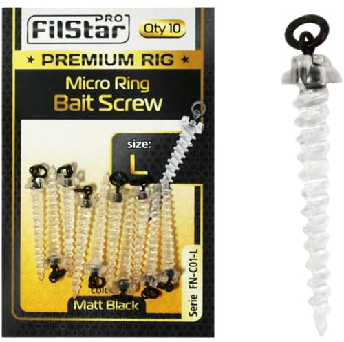 PRO FILSTAR Bait Screw mit Ring 10x26mm - Boilies & Pellets Köderschrauben - Pop Up Boilie - Angelköderschrauben - Pop Ups Rig für Angelhaken - Karpfenangeln - Angeln Karpfen Zubehör - Swivel Montage
