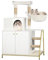 Hzuaneri Kratzbaum mit Katzenklo-Schrank, Katzenschrank, 4-in-1 Modernes Katzenhaus mit Großer Plattform, Katzenhaus mit Sisal-Kratzmatte, Pfosten, Treppe und Pompom, Waschbare Kissen, Weiß CB81013A