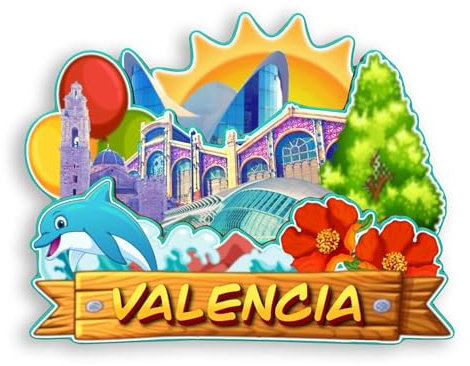 Quwsne Imán para nevera Valencia España, imán para nevera, recuerdos de viaje de ciudad, regalos turísticos, monumentos clásicos 3D, hechos a mano, decoración del hogar, 1578, QS-WC-1578