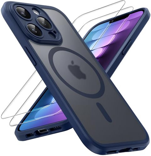 TOCOL für iPhone 13 Pro Max Hülle für Magsafe, Vollständiger Kameraschutz Stoßfest Kratzfest Transluzente Rückseite Magnetisch Handyhülle für iPhone 13 Pro Max Case, Blau