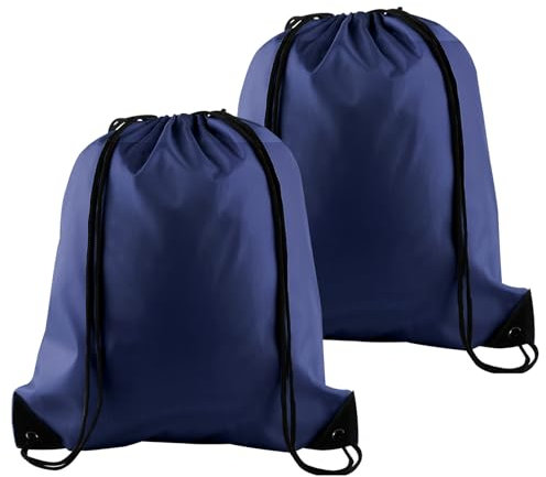 PLULON 2 Stück Kordelzugbeutel Großpackung Marineblau Kordelzug-Rucksack Kordelzug-Rucksack Cinch Sack Sport Gym Rucksack Taschen für Yoga Reisen Outdoor-Sport