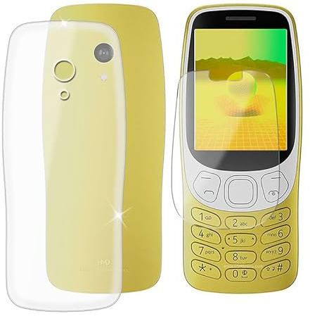 Ikiiqii für Nokia 3210 2024 (2.40) Handyhülle + Gehärtetes Glas, Hülle rutschfeste Stoßfest Sturzsichere Schutzhülle Weich Silikon Case - Transparent