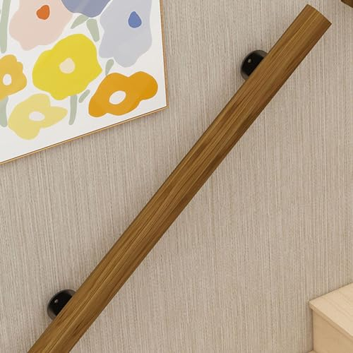 Handlauf Holz Innen Handlauf für Treppen Treppengeländer Handlauf Wandbefestigung Geländer Treppe Rutschfest Massivholz Handläufe für ältere,Kinder (120cm)