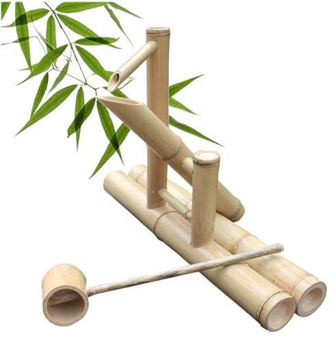 Kit De Fontaine en Bambou Debout avec Pompe, Fontaine d'eau Extérieure De Jardin Japonais, Bec Verseur De Paysage D'arrière-Cour, Fontaine Zen DIY