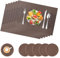 Lot de 6 Sets de Table GIOVARA 70% PVC et 30% Polyester Sets de Table Lavable, Set de Table et Dessous de Verre pour Restaurant, Table à Manger en Cuisine, 45 x 30 CM (Taupe)